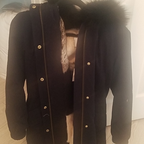 Vince fur lined parka in navy - Picture 1 of 5